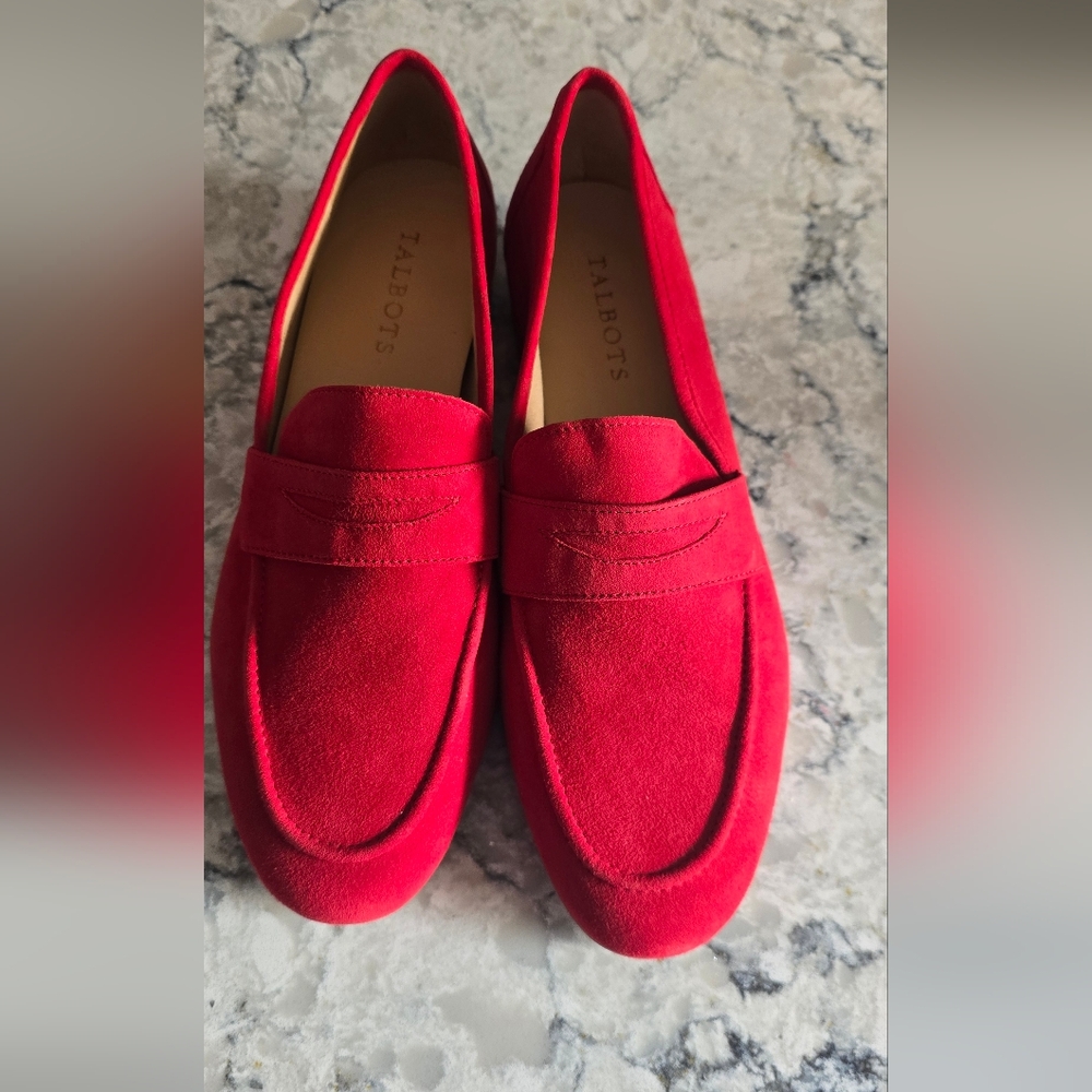 Talbots Red Suede Penny Loafers